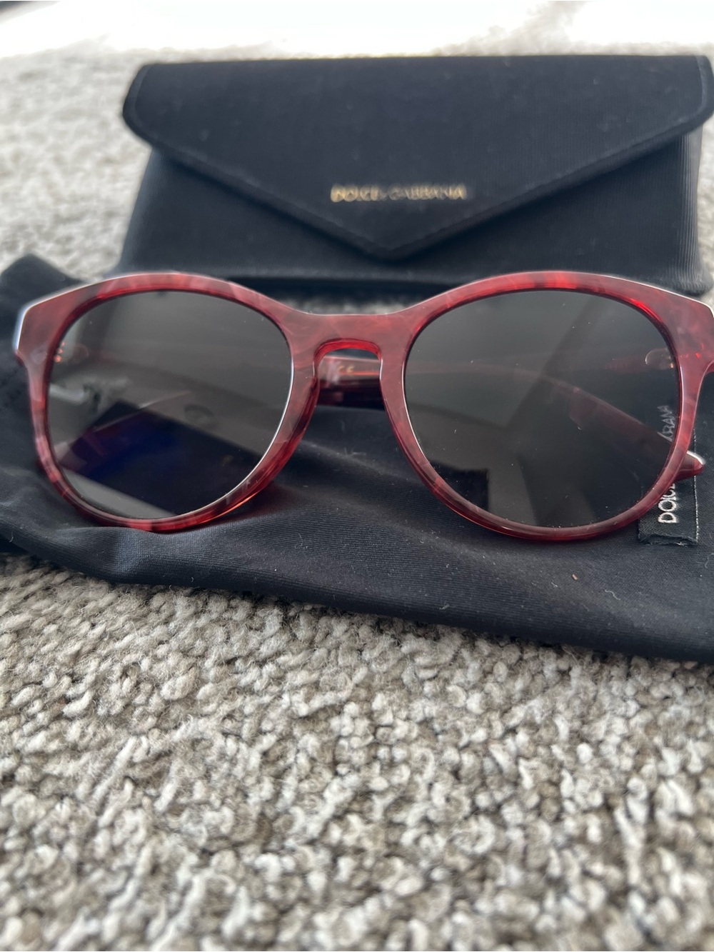 Dolce & Gabbana Men's Burgundy Round Acetate Sunglasses